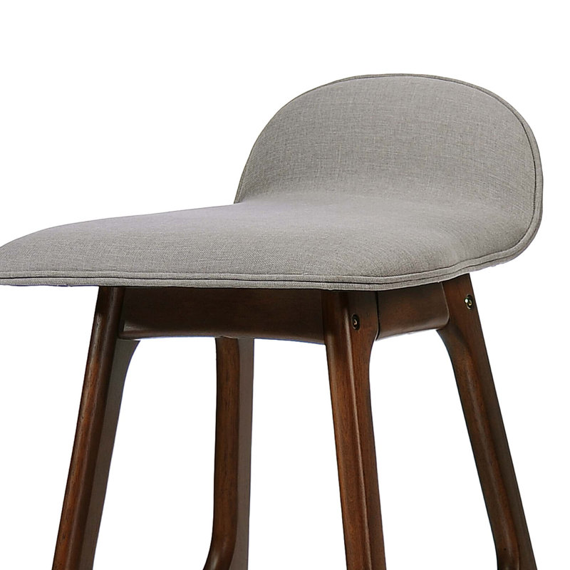 Ensemble de 2 tabourets de bar 28,5 po Mid-Century, Gris clair, Noyer naturel