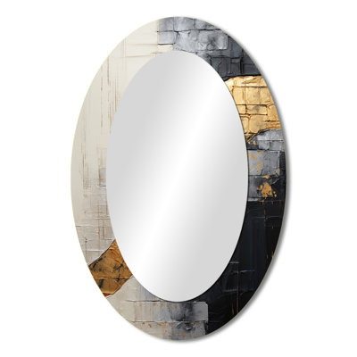 Gray Gold Minimalism Poteries - Gray Modern Oval Wall Mirror