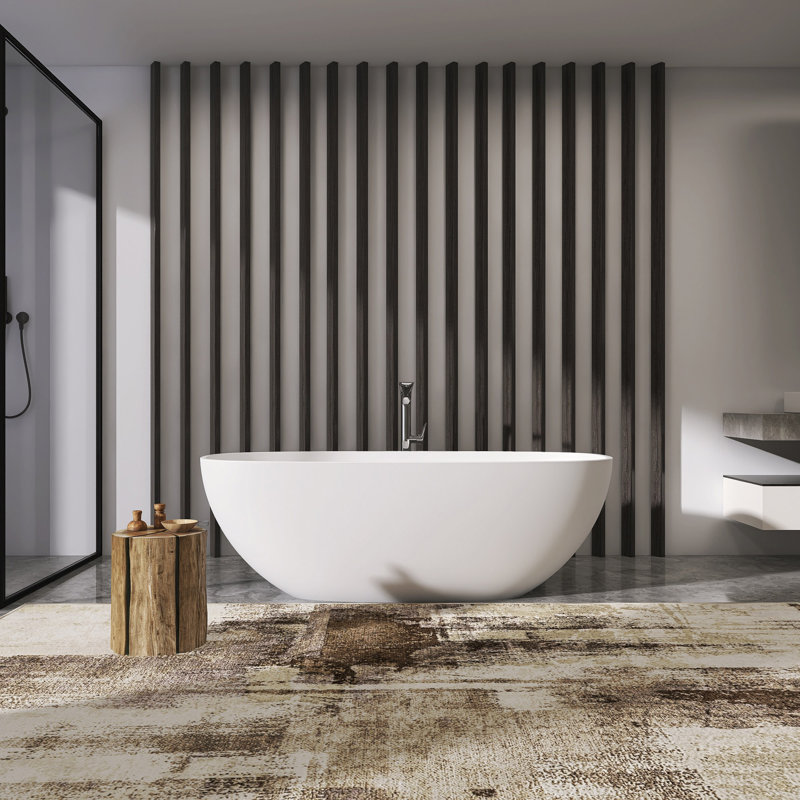 66.9 Inch Freestanding Solid Surface Soaking Bathtub For Bathroom