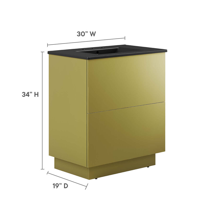 Quantum 30'' Black and Gold Freestanding Bathroom Vanity