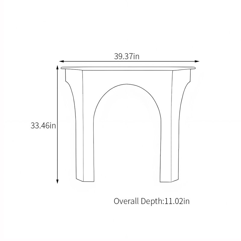 Console ArcAcrylique, H 33,46 po x l 39,37 po x P 11,02 po, Noir