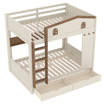 Lits de rangement avec lit superposé double en bois et MDF, maison familiale moderne