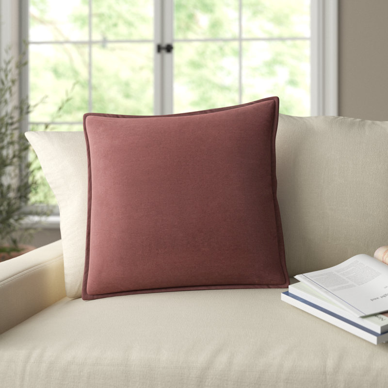 Norwin Square Cotton Pillow Cover, Rust, 22" x 22"