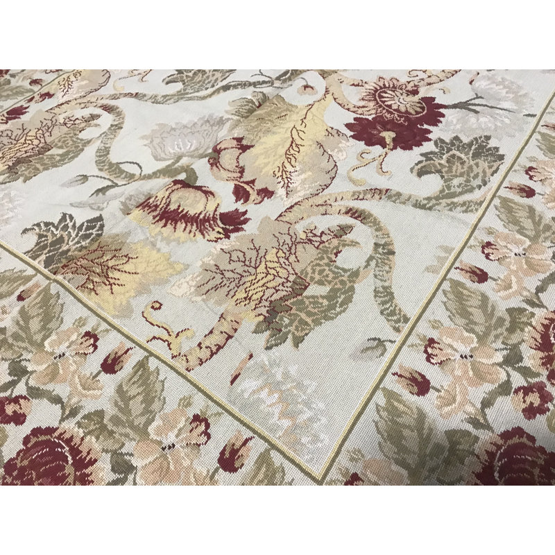 Hand-Knotted High-Quality Beige and Beige Area Rug