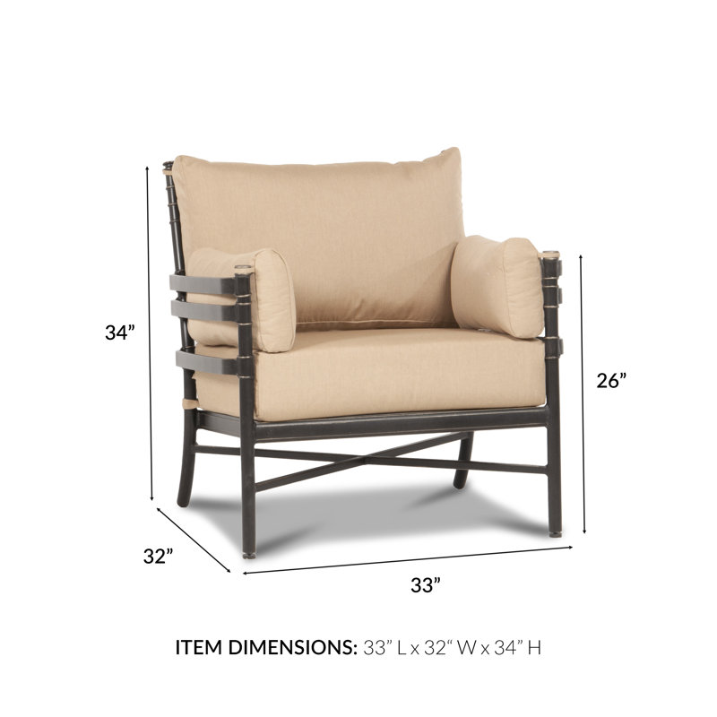 Chaise de patio avec coussins Sunbrella Lancaster, Toile Sunbrella® beige chiné