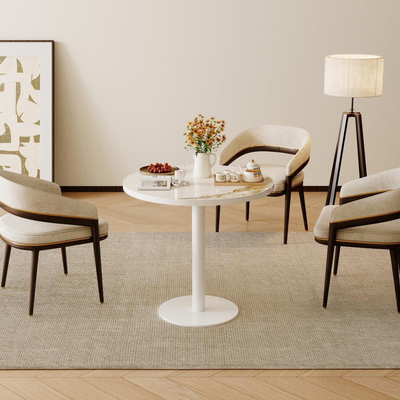 Premium Tulip Dining Table, White/Gold