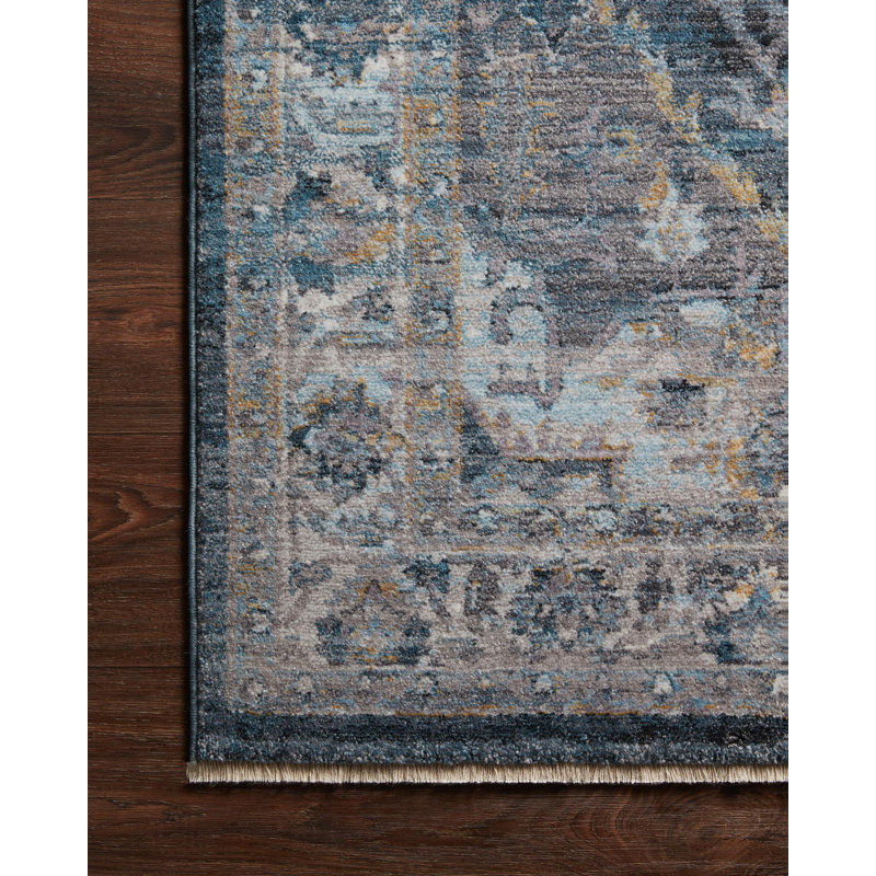 Tapis oriental bleu / gris Leonara, Rectangle 5 pi 3 po x 7 pi 9 po