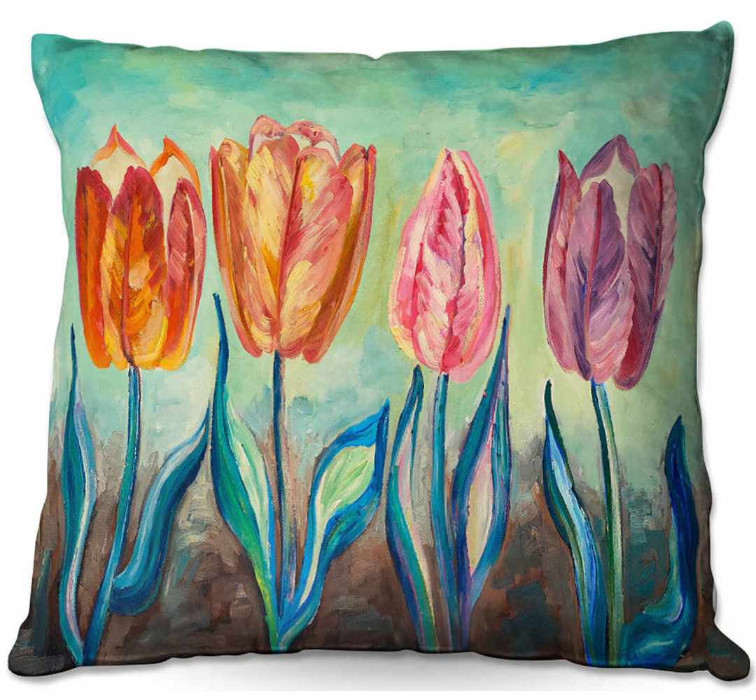  Couch Tulips 1 Throw Pillow DiaNoche Designs 