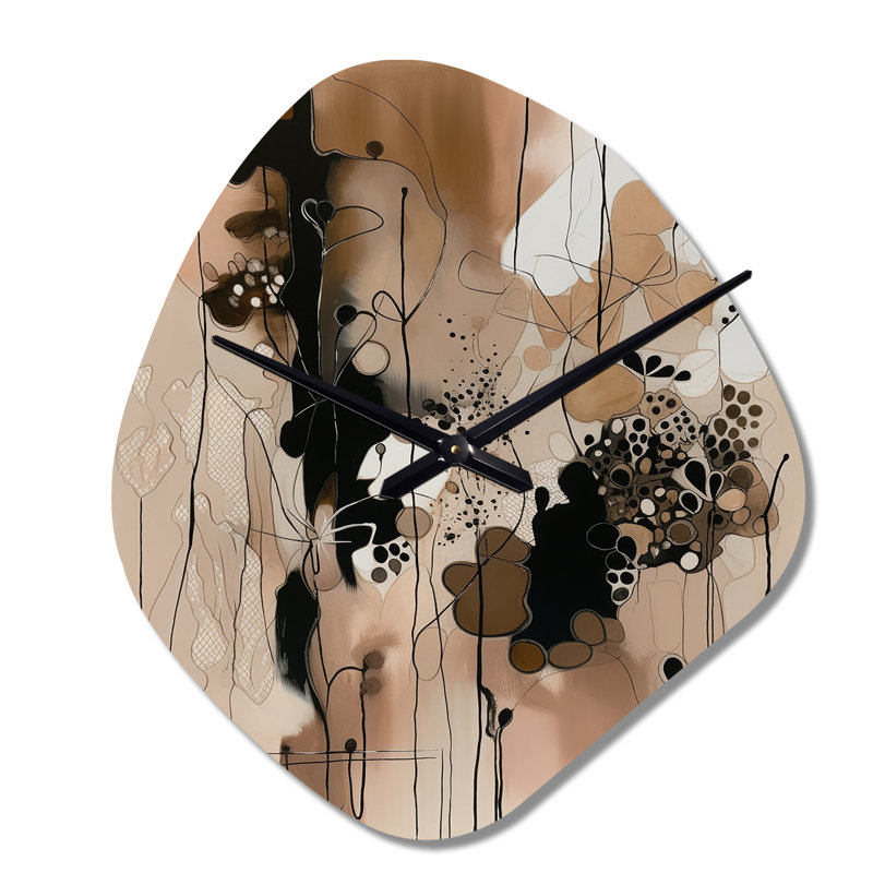 Impression artistique brune et noire liberté artistique I - horloge murale moderne en forme unique, Petit