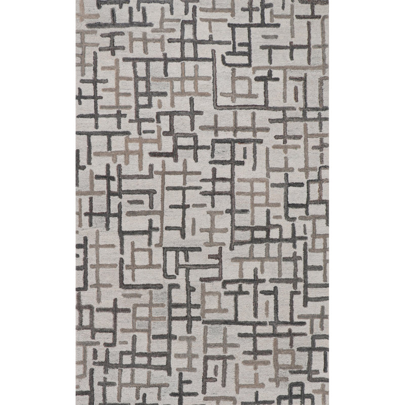 Tapis d'intérieur / extérieur géométrique touffeté à la main Campbell, Rectangle de 5 pi x 8 pi