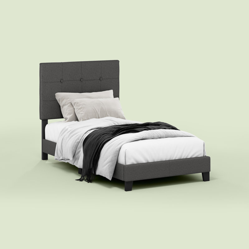 Magin Upholstered Platform Bed, Twin, Stone