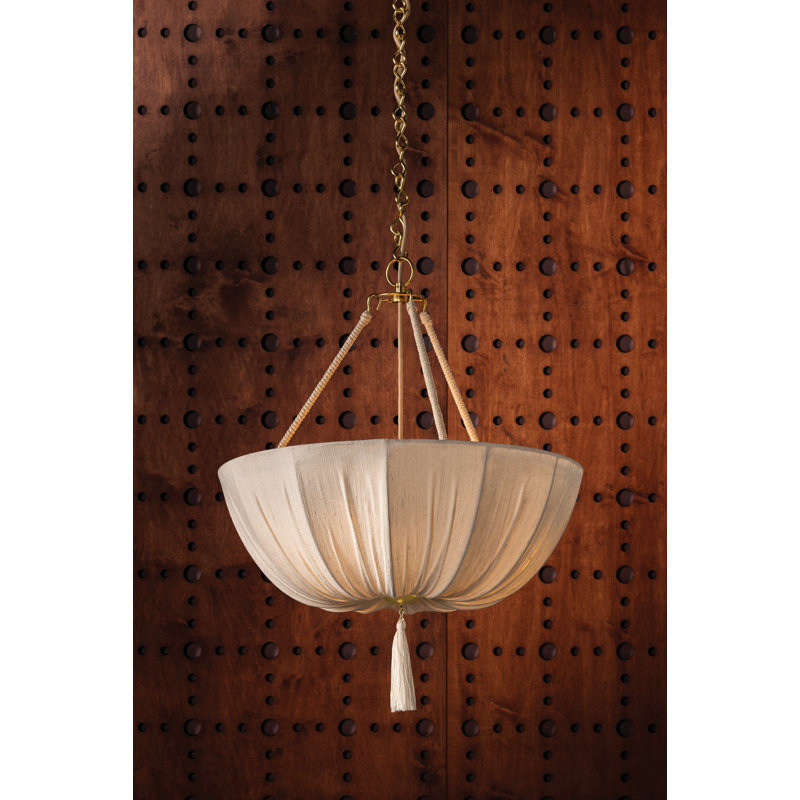 Carolina Pendant in Aged Brass by Cortney Bishop, 28" H x 22" W x 22" D, E12/Candelabra, 10 W