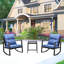 Ensemble de bistro 3 pièces bistro avec coussin de patio pour l'extérieur