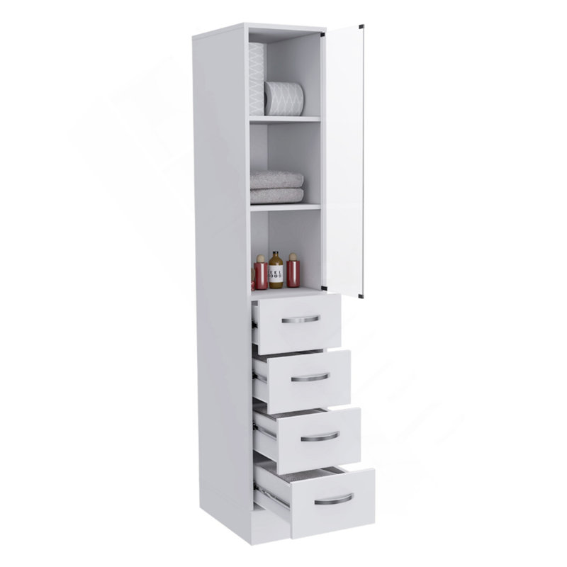 Armoire à linge Artic, trois tablettes, une porte, finition blanche, Blanc