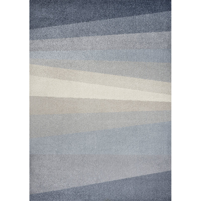 Howden Geometric Striped Blue/Cream/Gray Rug, Rectangle 7'10" x 10'