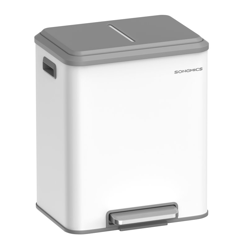 Asjah Metal Step On Kitchen Trash Can - 15L, White