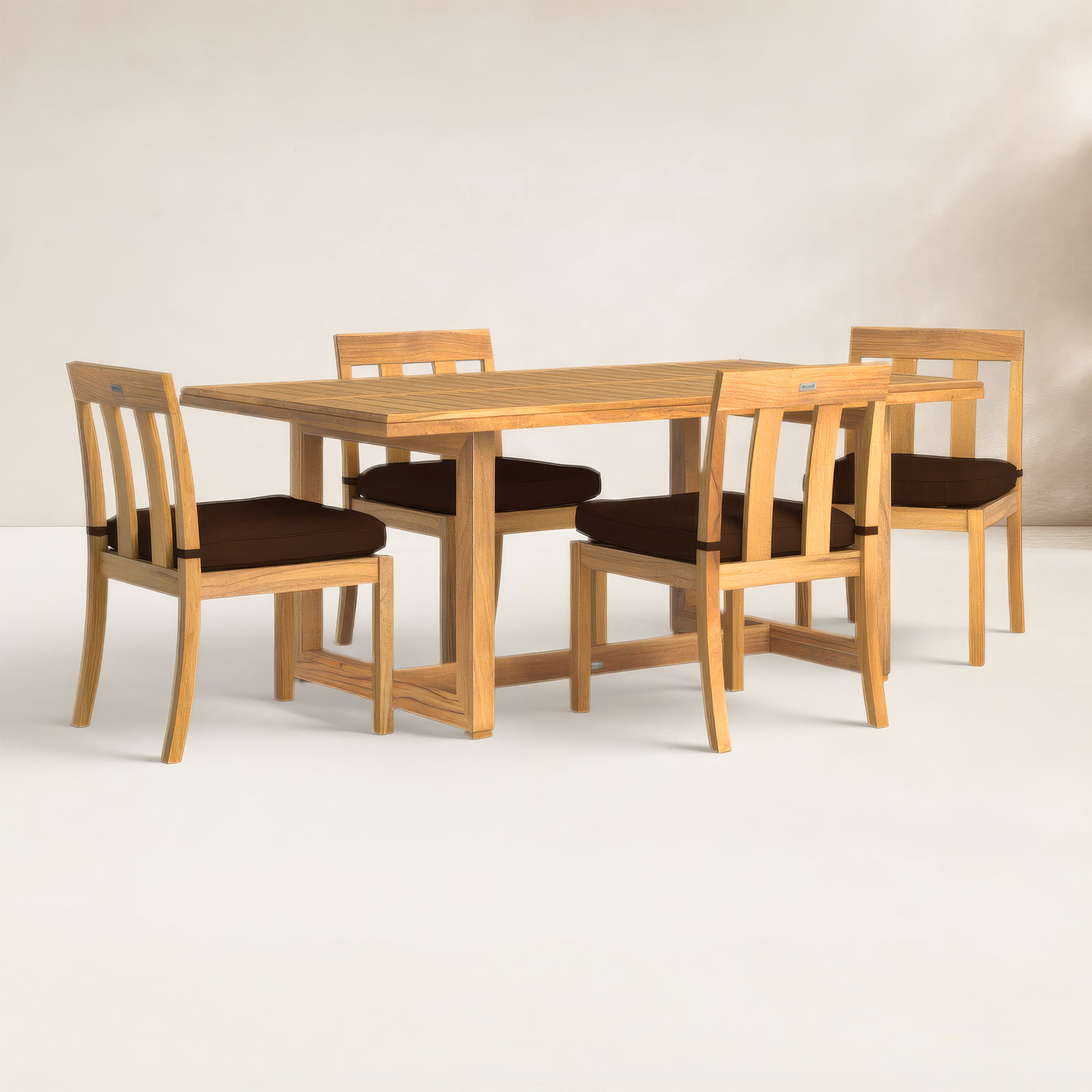 Melrose 4-Person Teak Outdoor Dining Set, Dark Brown