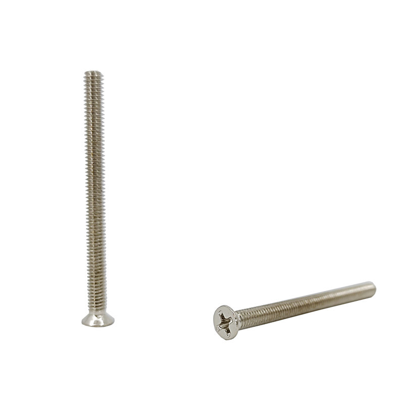 FixtureDisplays® 100PK M4 X 50mm Pitch 0,7 mm - Vis à tête plate cruciforme (fraisée) Acier au carbone nickelé encastré en croix 302238