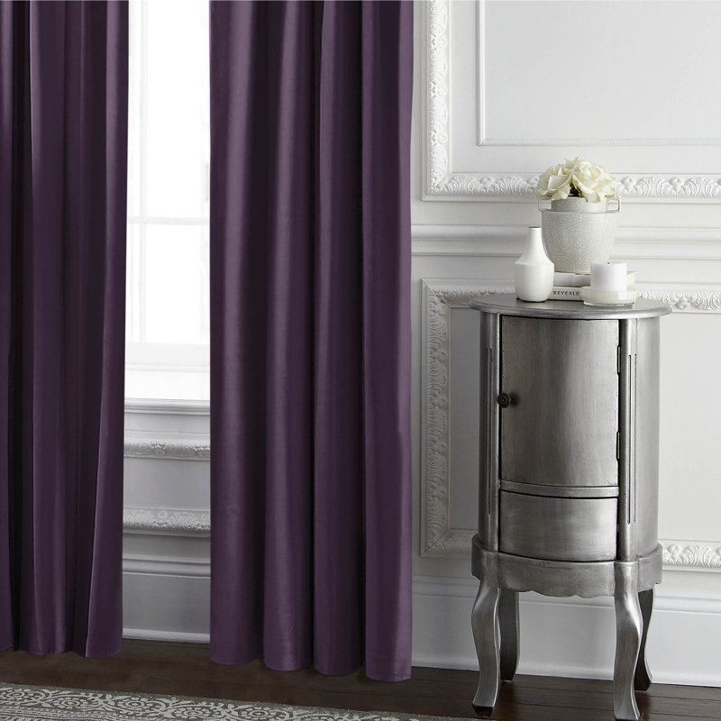 Velvet Room Darkening Curtain Pair, Purple, 50" x 84" 