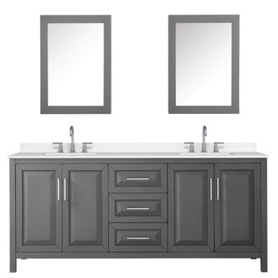 Ensemble de meuble-lavabo double 80 po avec dessus en quartz et miroir Daria