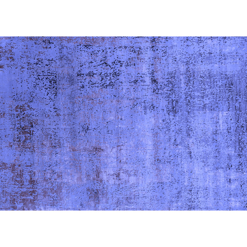 Tapis oriental en laine / polyester tissé à la machine en bleu, Carré 3 pi