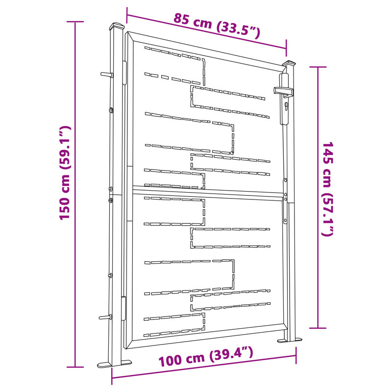 Alicia-Jane Silver Metal Gate, 150cm H x 100cm W