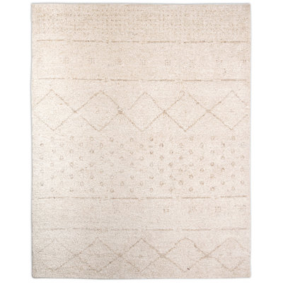 Tapis beige / ivoire / brun noué à la main de haute qualité