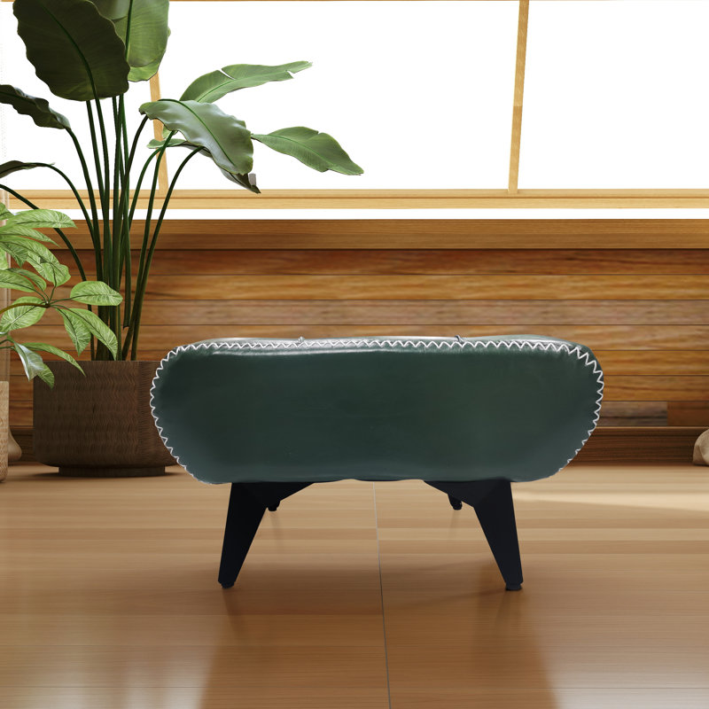 Repose-pieds rectangulaire en cuir