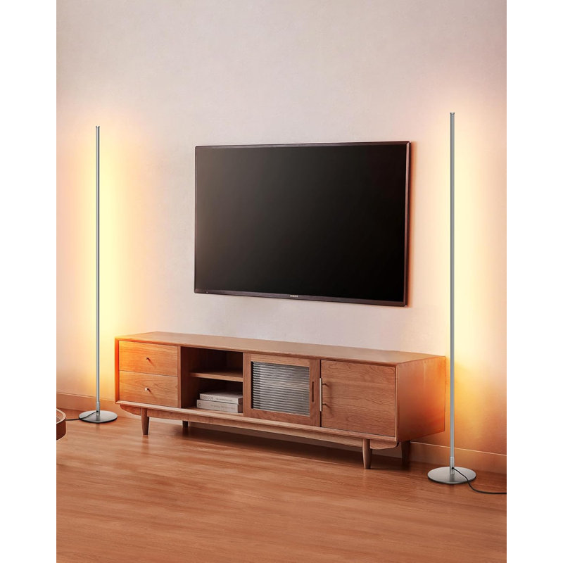 LED Floor Lamp Set Of 2, Dimmable Standing Lamp With Foot Switch, 1100 Lumen Warm White Light, Tall Corner Lamp For Living Room, Bedroom, Office