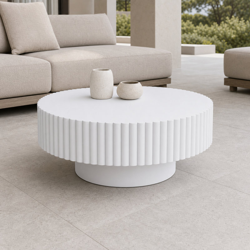 Table basse ronde en bois massif Lorven 31,5 po, Bois blanc