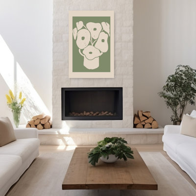Abstrait fleur sauge verte abstraite, art contemporain mural minimaliste