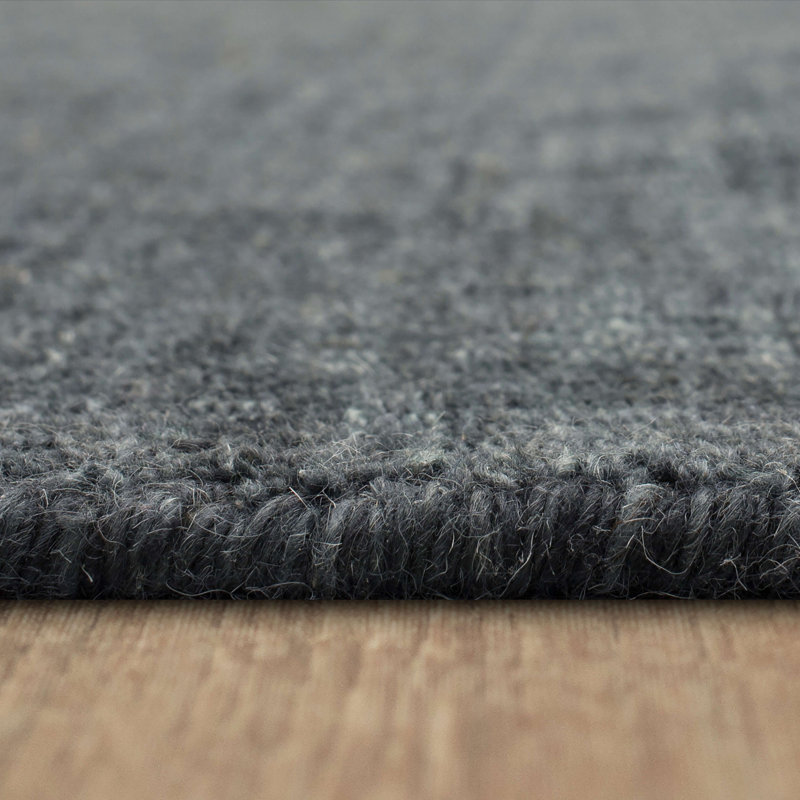 Tapis gris anthracite en laine tissé à la main, Rectangle 5 pi x 8 pi