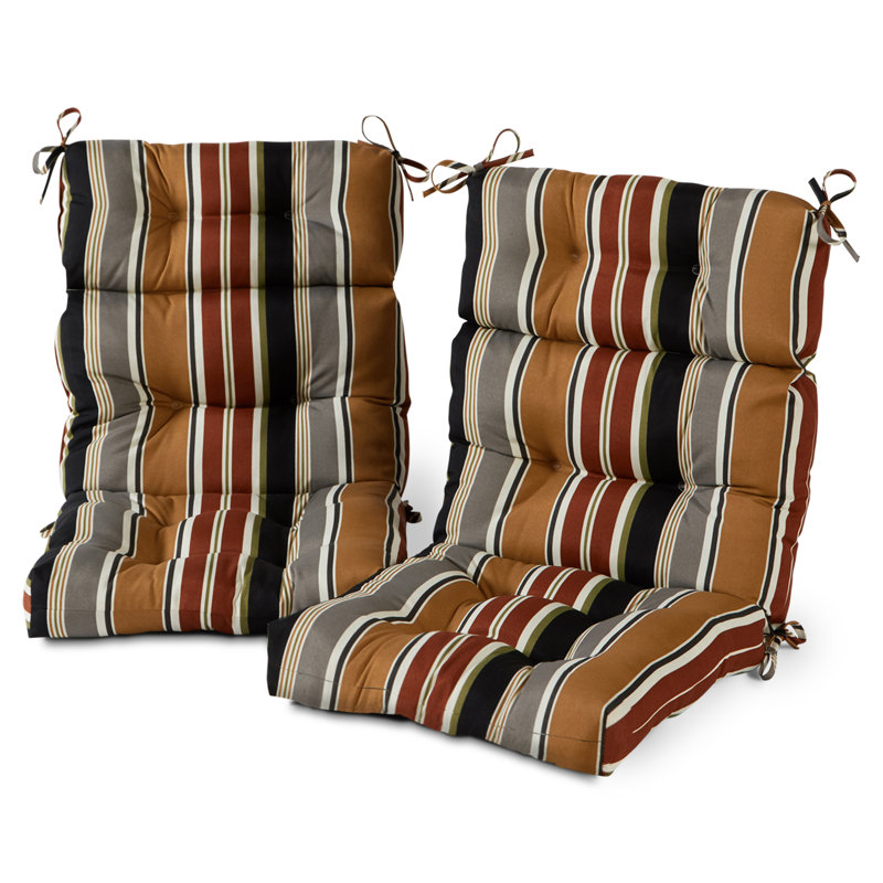 Lester Outdoor High Back Chair Cushion, Brick Stripe, 2