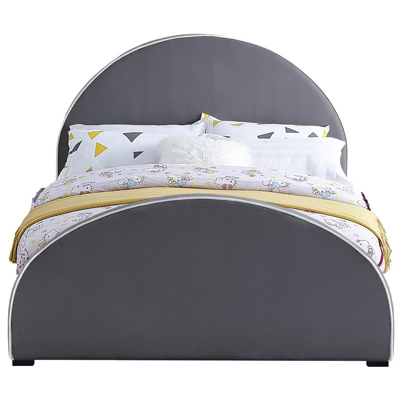 Hilbrand Upholstered Unfinished Panel Bed, Grey Velvet, Queen