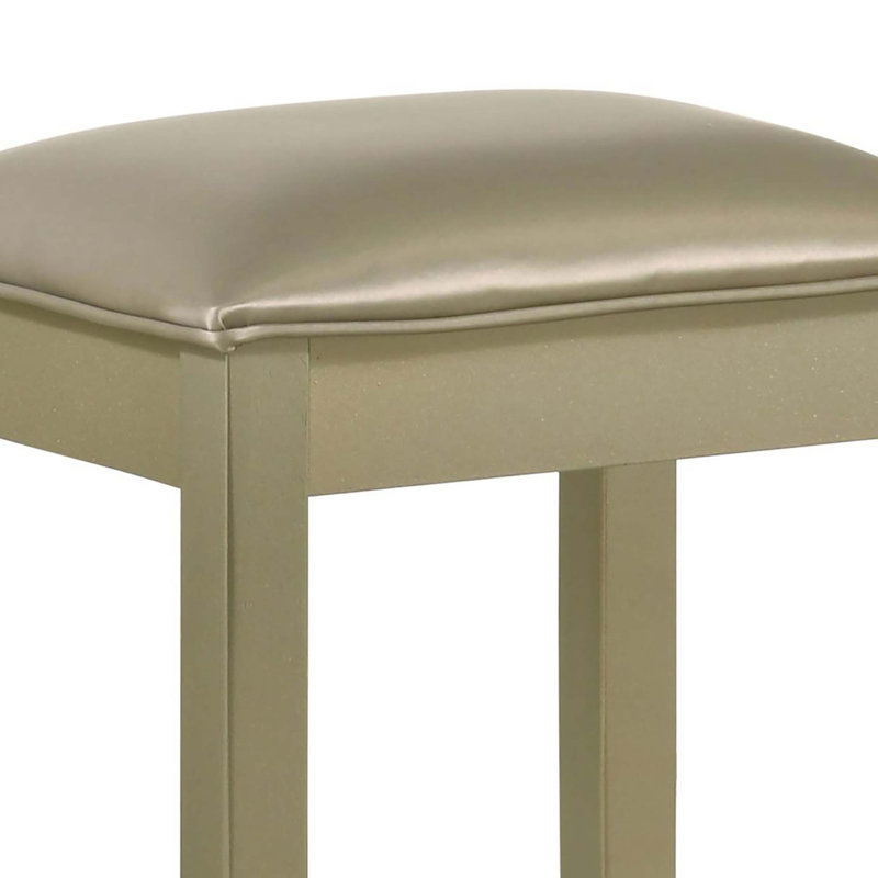 Tabouret de coiffeuse avec siège rembourré, Champagne, Gris clair