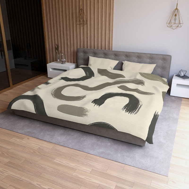 Microfiber Duvet Cover Boho Style, Design 70, Cream, King Duvet Cover