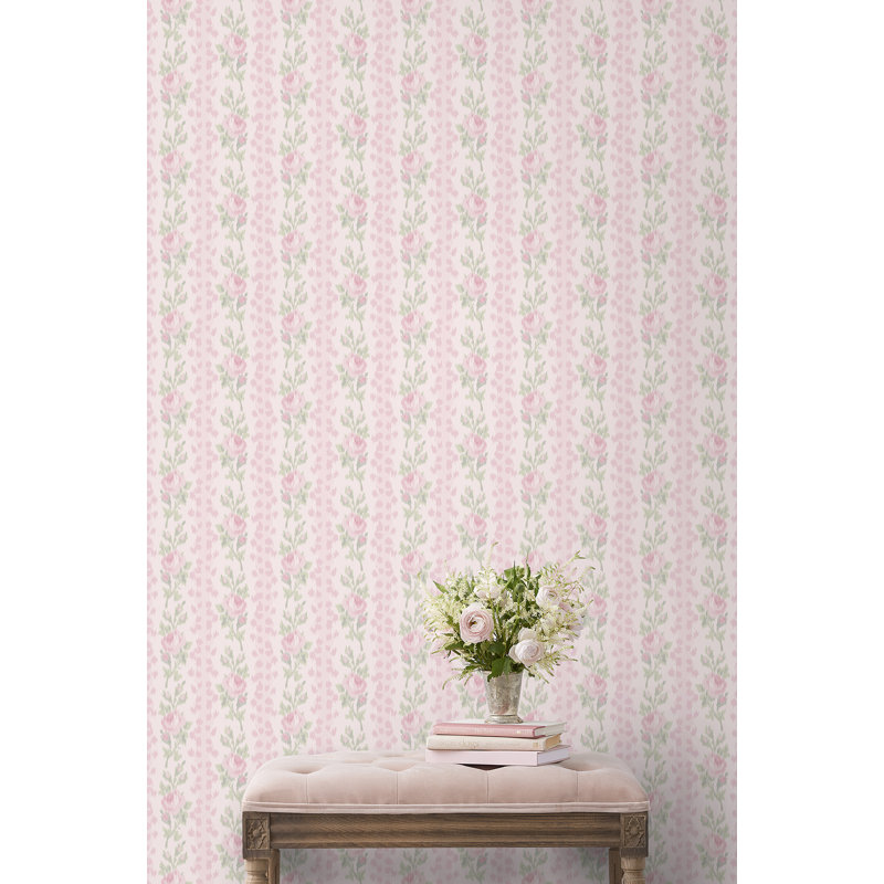 Papier peint adhésif rayé Blooming Heirloom
