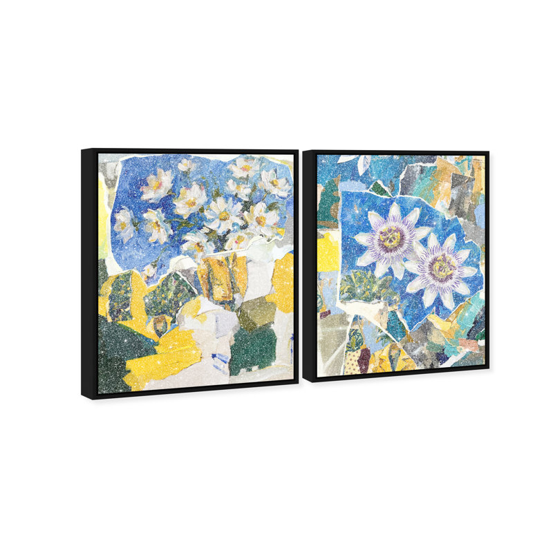 Blue Sunshine Set Set by Oliver Gal, 21"H x 25"W, Black Floater Frame
