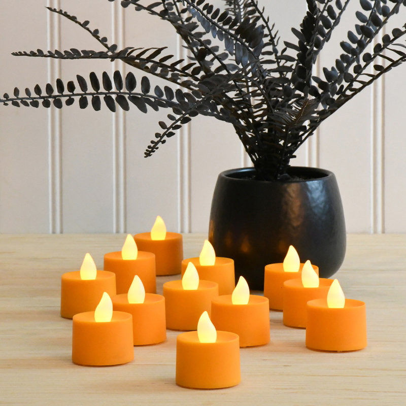 Bougies chauffe-plat à piles - 12 pièces, Orange
