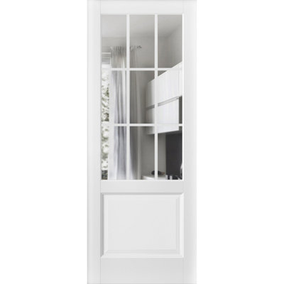 Dalle de porte blanche en verre transparent Felicia