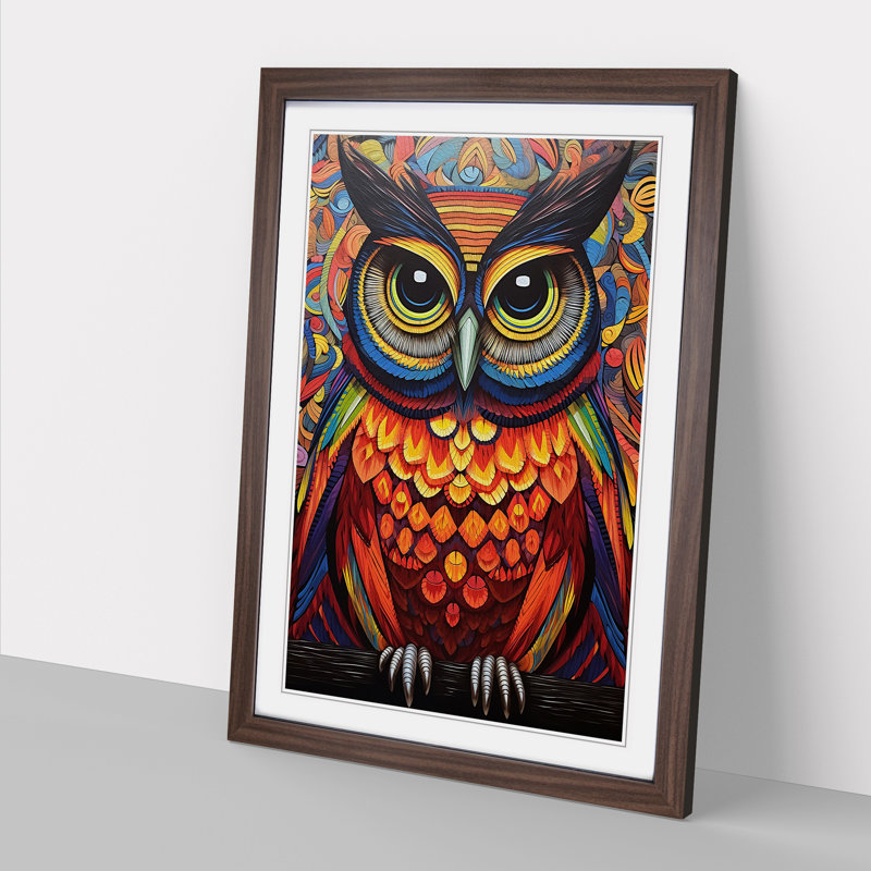 Owl Op - Framed Print, 34cm H x 25cm W x 2cm D, Walnut Framed