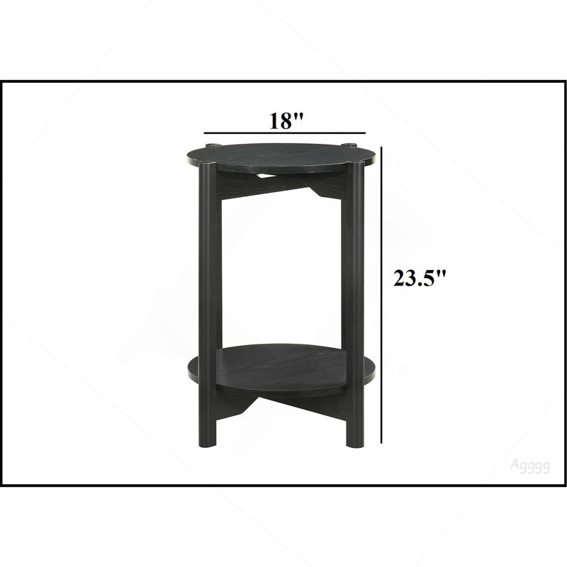 1 pièce Table de bout Tablette inférieure ouverte Table ronde Finition noire Mobilier de salon, Noir