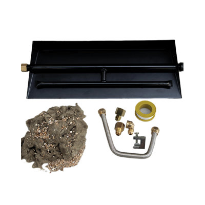 Americangaslogs 15–28 inch Durable Iron Gas Logs Fireplaces Burner Pan with Two-Pipe Vented Design for Fireplaces(15 inch Two Pipe)