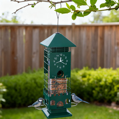 Squirrel Proof Bird Feeder With Weight-Activated Metal Mesh - Weather Resistant Outdoor Hanging Feeder For Wild Birds Including Finches, Cardinals, And Chickadees