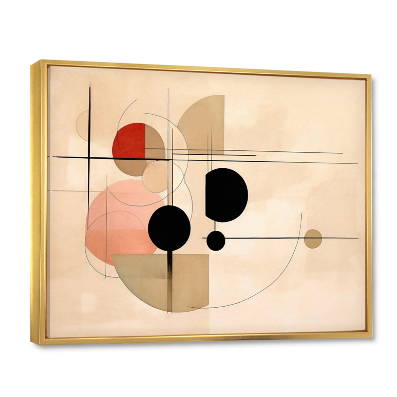 Beige géométrie en mouvement VII, H 16 po x l 32 po x P 1 po, Cadre flottant doré