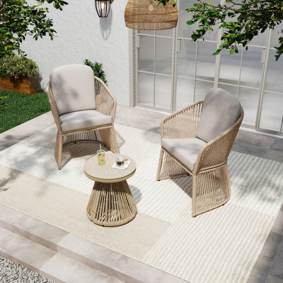 Ensemble de patio extérieur 3 pièces avec table basse