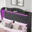 Ensemble de chambre à coucher 3 pièces, lit rembourré en velours côtelé avec 2 tables de chevet avec 3 tiroirs et chargement USB-2006975546-2008175926