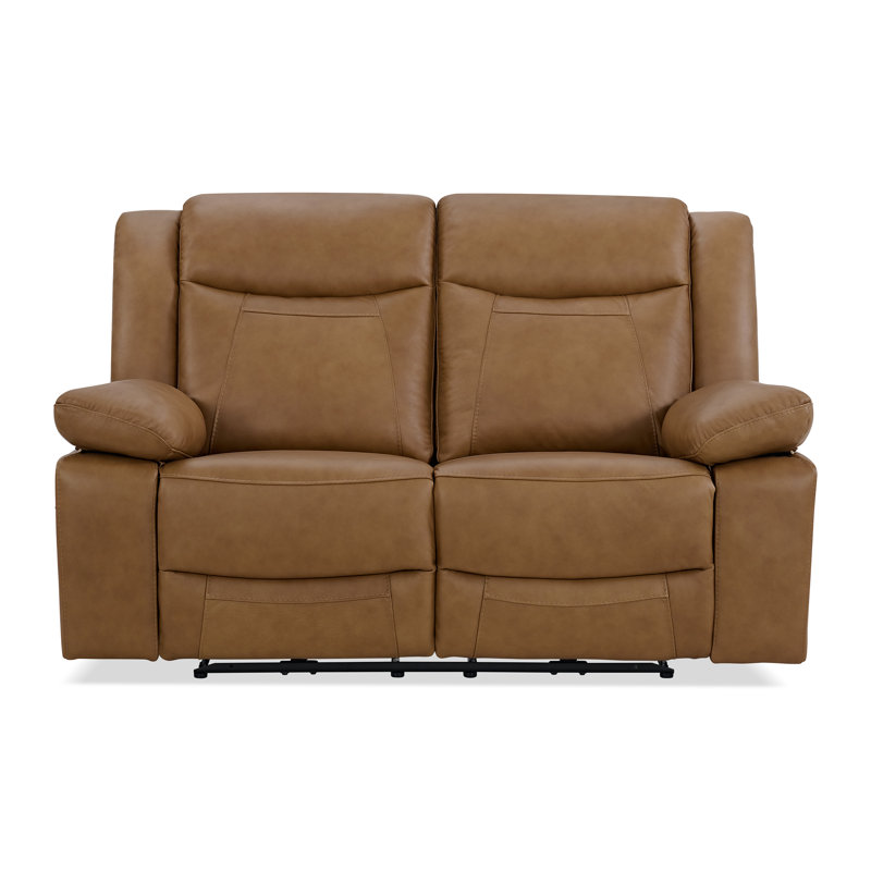 Wyatt 895L Leather Loveseat in Butternut , Butternut Top Grain Leather, 40.55" H x 68" W x 39" D