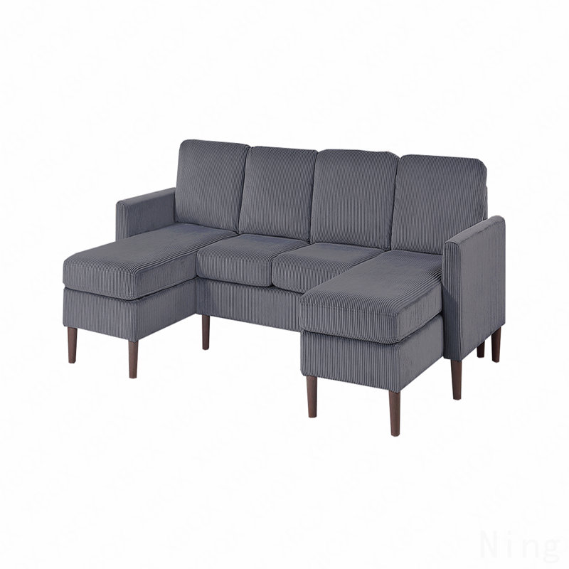 Ensemble modulaire 3 pièces en velours côtelé gris foncé, Gris foncé