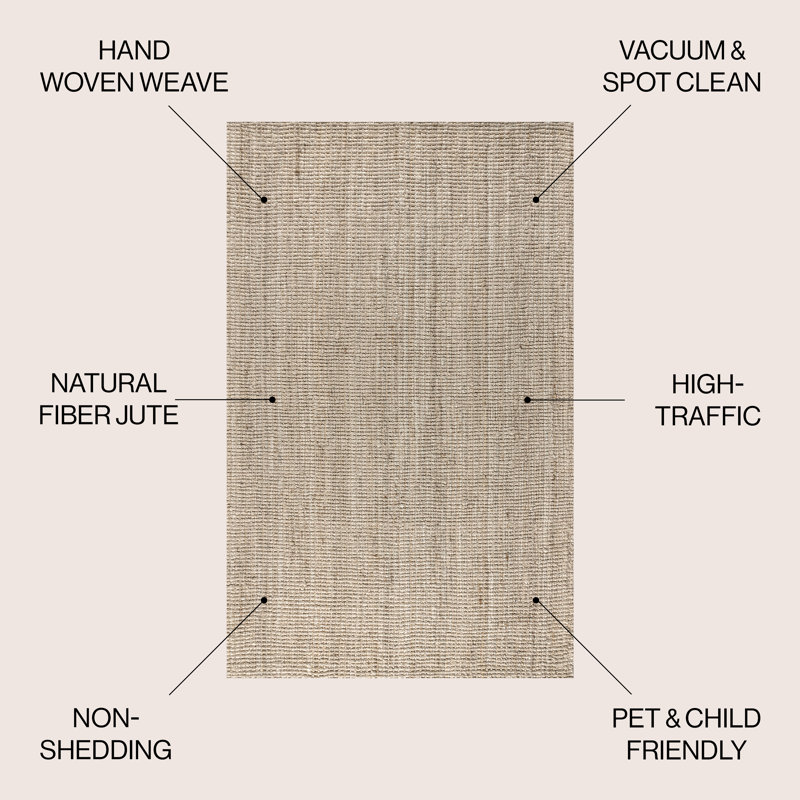 Pata Hand Woven Chunky Jute Light Ivory Rug, Rectangle 10' x 13'